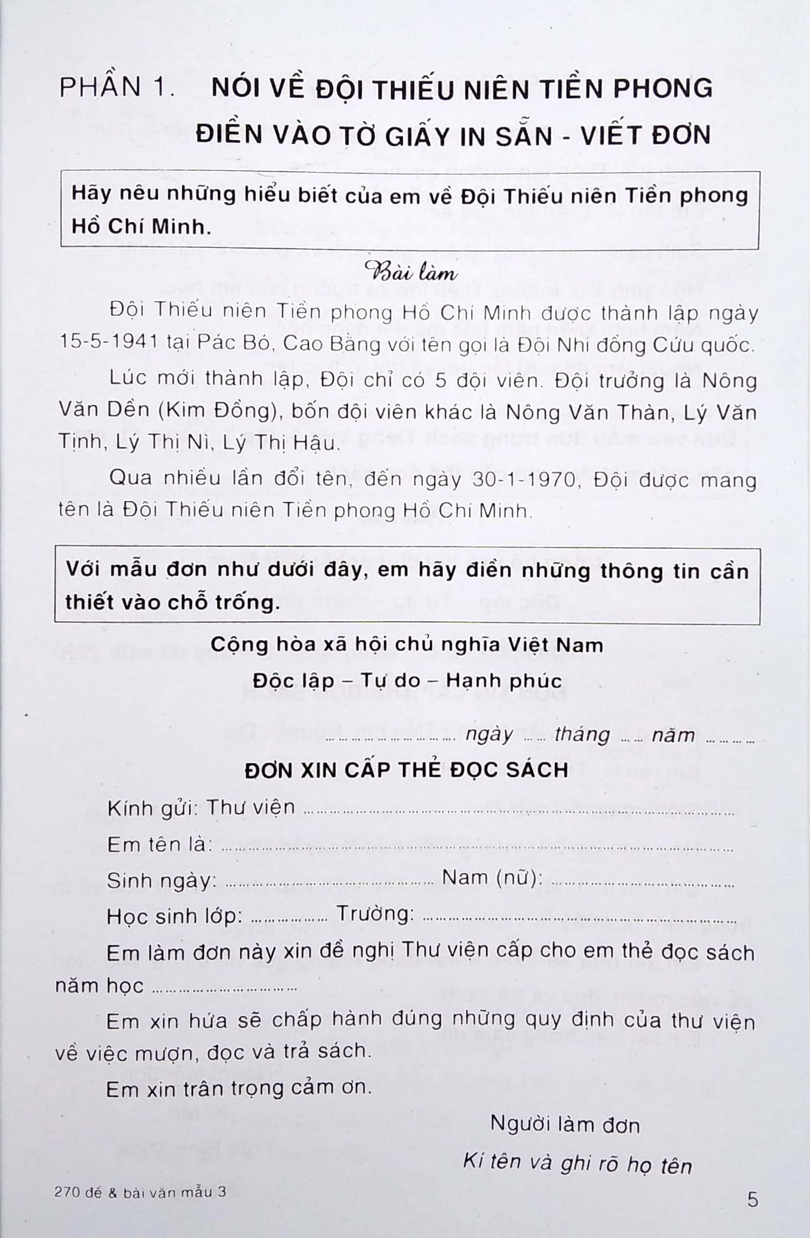 270 Đề Và Bài Làm Văn Mẫu 3
