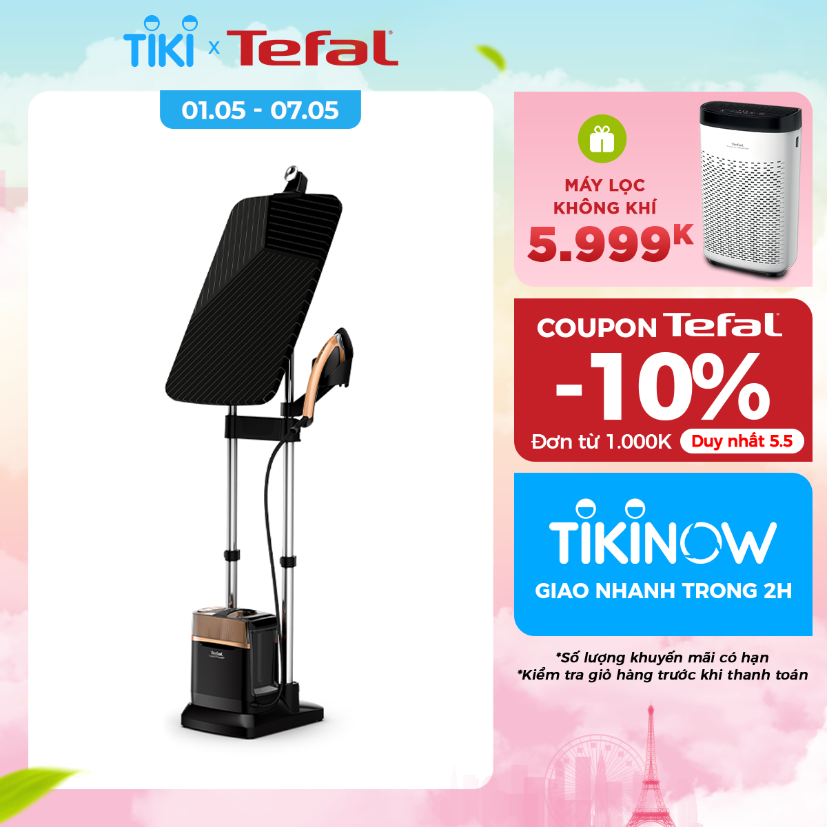 Bàn ủi hơi nước đứng Tefal IXEO Power QT2020EO - Sản xuất tại Pháp, 2170W, 1.1L - Hàng chính hãng