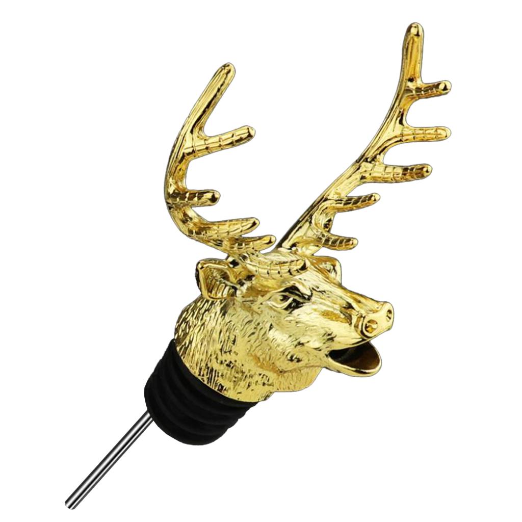 2PCS Deer Head Unique Wine Bottle Caps Wine Aerators Liquor Pourer Bar Tool