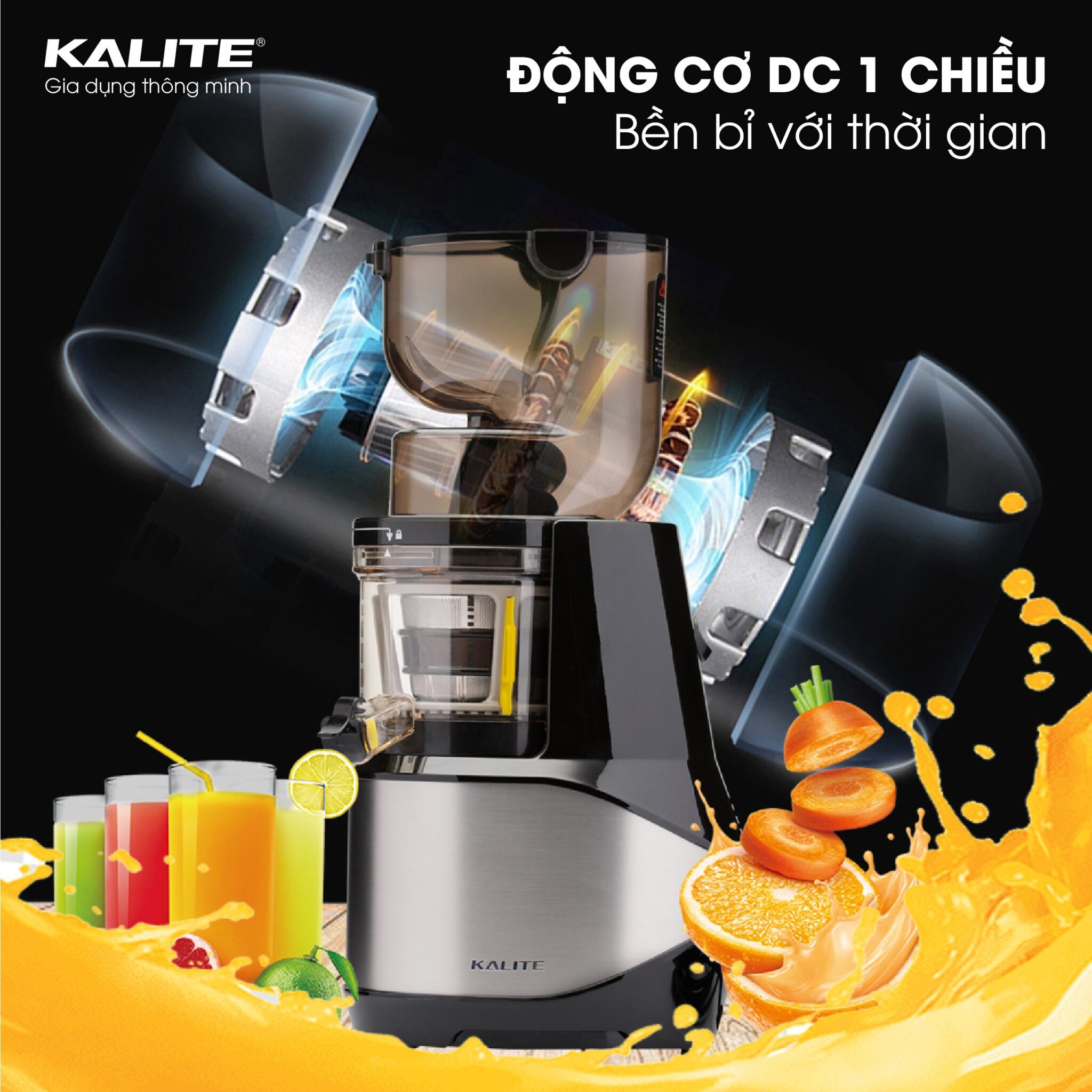 Máy Ép Trái Cây, Máy Ép Chậm Cao Cấp KALITE KL-599 Tiêu Chuẩn Châu Âu , Dung Tích 400 ML Công Suất 400 W - Hàng Chính Hãng