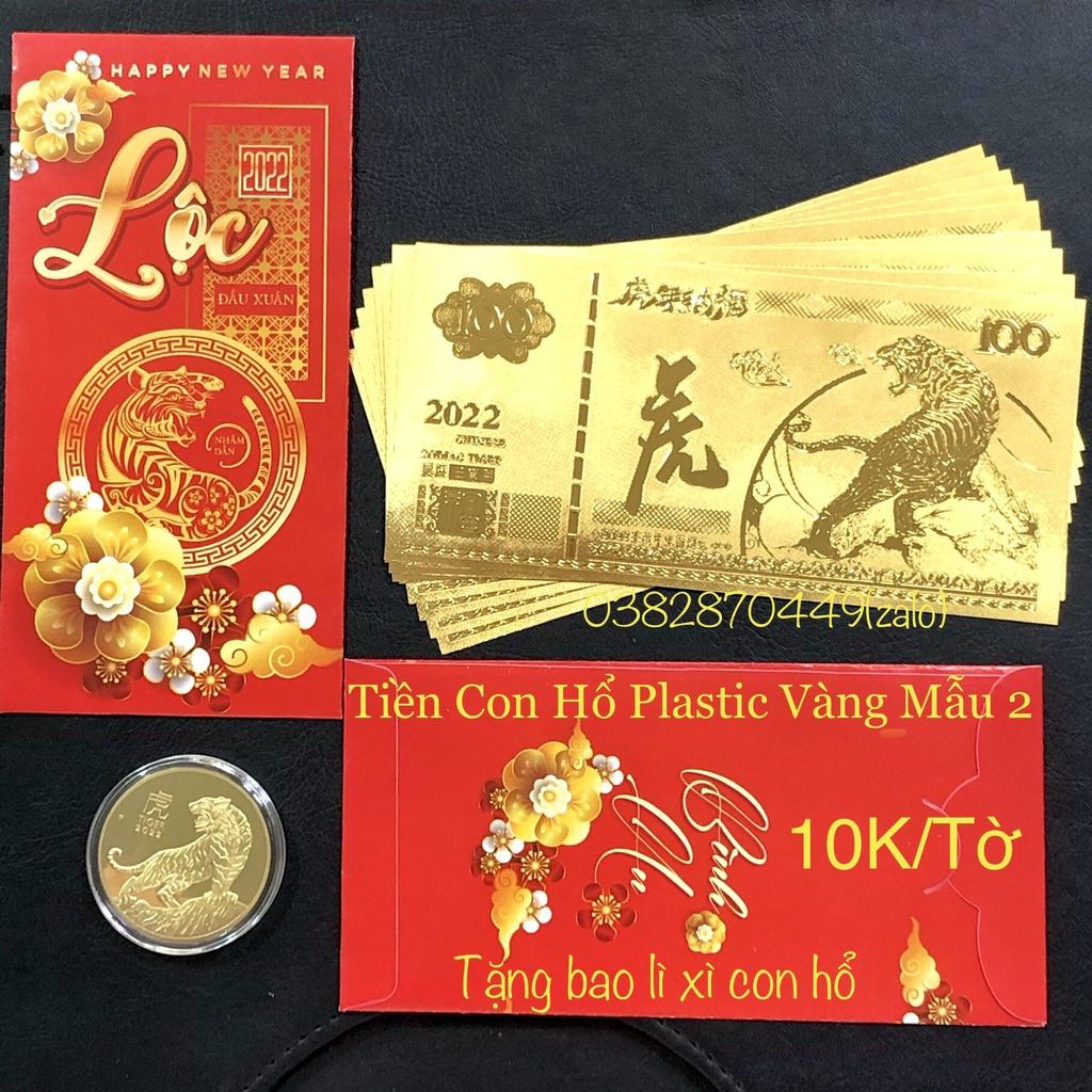 Tiền Con Hổ Macao 100 Plastic Mạ Vàng Lì Xì Tết Mẫu 2