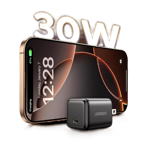 Củ sạc nhanh Nexode Mini 30W GaN USB-C Ugreen 55530 X513, Chân dẹt không gập - Hàng Chính hãng