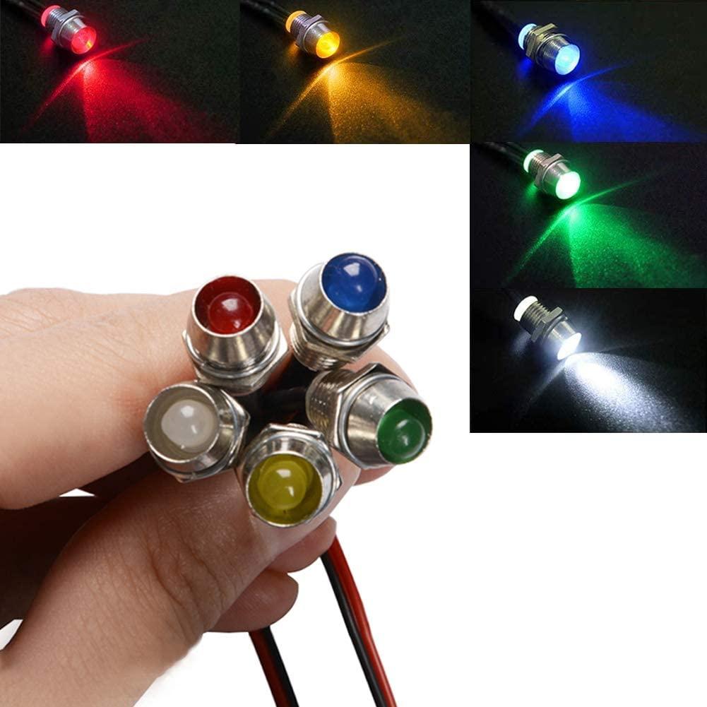 Chỉ báo bóng đèn LED 5 PCS, đèn LED đèn tín hiệu 12V 8 mm