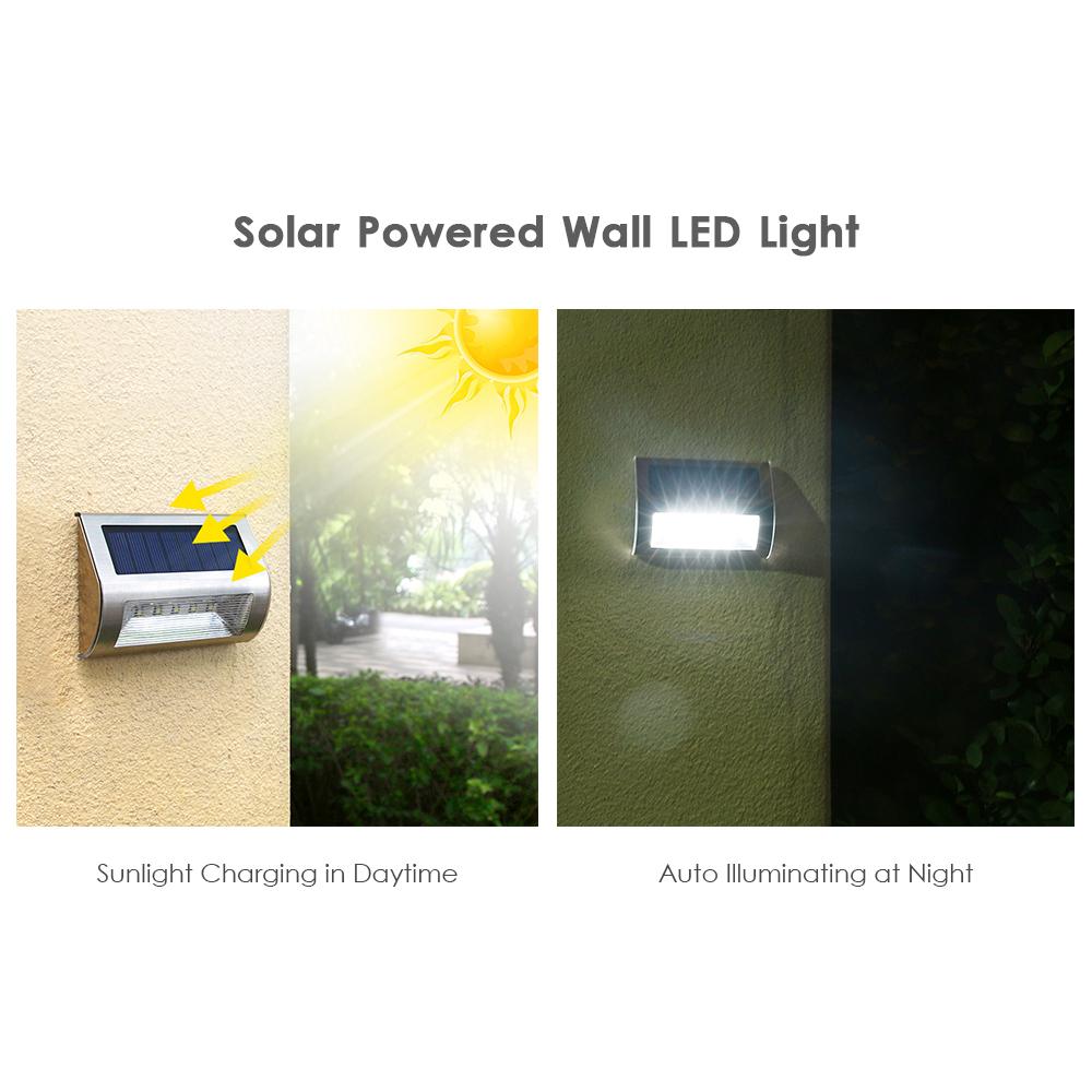 Đèn năng lượng mặt trời Đèn LED treo tường bằng thép không gỉ, không thấm nước