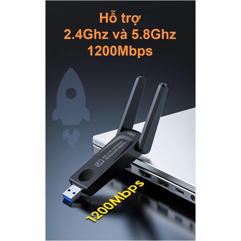 USB Thu Phát Wifi 600/ 1200mbps tốc độ cao 2 râu ăng ten kép cho Laptop PC 2.4 / 5g - JH N535/ N540