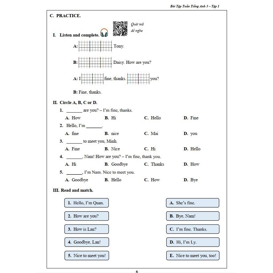 Sách - Bài Tập Tuần Tiếng Anh 3 - Tập 1 (1 cuốn)