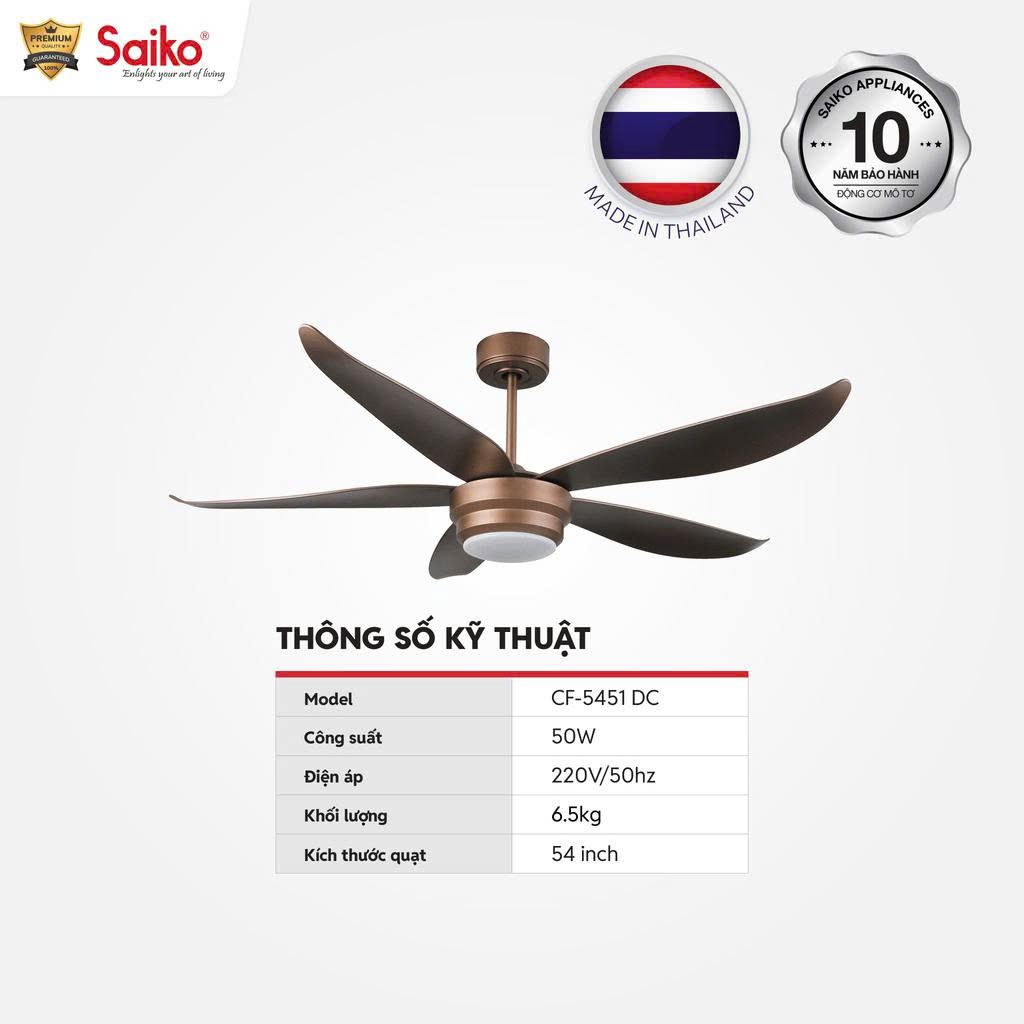 Quạt Trần Saiko CF-5450 DC 5 Cánh hàng chính hãng