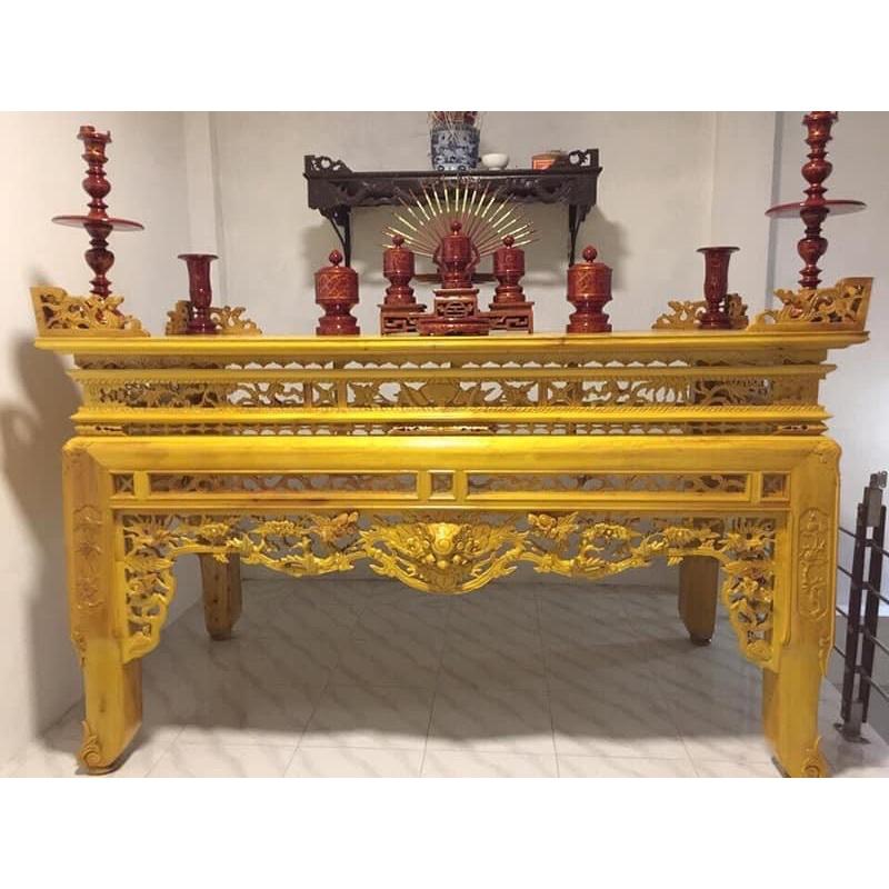 Án gian bàn thờ gỗ mít ta chân 12cm hàng xịn Pu