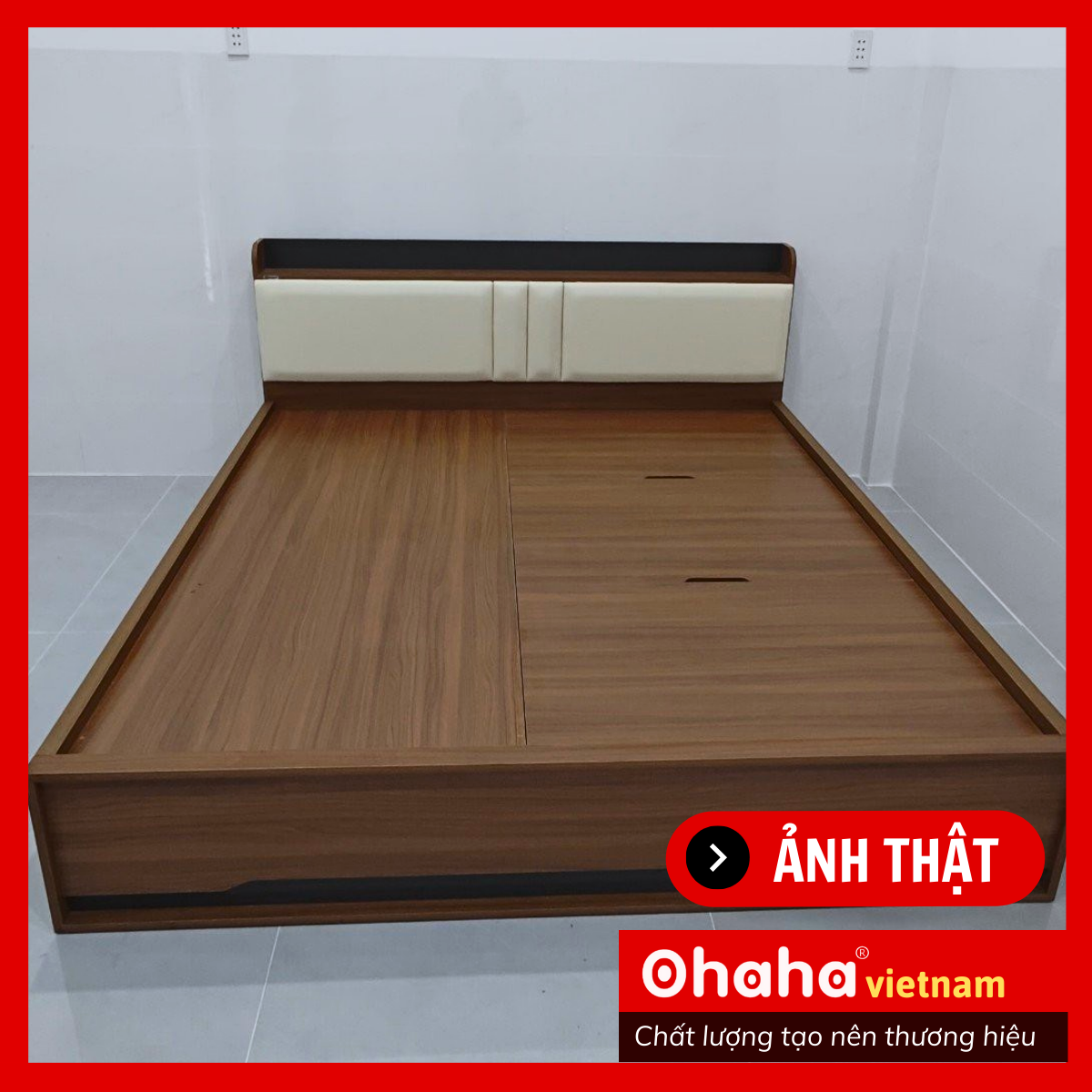 Giường ngủ gỗ công nghiệp bọc nệm OHAHA - GN001 (180cm x 200cm)