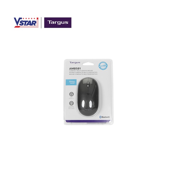 Chuột không dây Bluetooth Targus B581 Silent - Chống bám vi khuẩn, kết đa thiết bị nhỏ gọn, phù hợp Mac/ Laptop - Hàng chính hãng