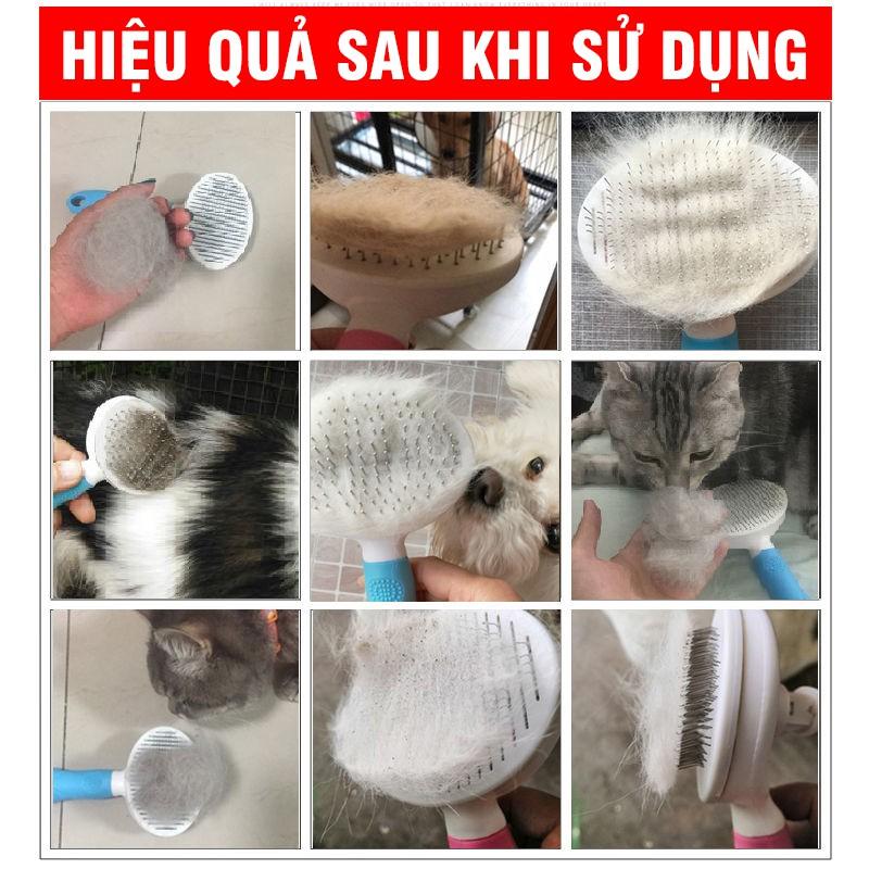 Lược Chải Lông Có Nút Bấm Đẩy Lông Bẩn Tặng Kèm Bộ Kiềm Cắt Móng Tay Chân Cho Thú Cưng