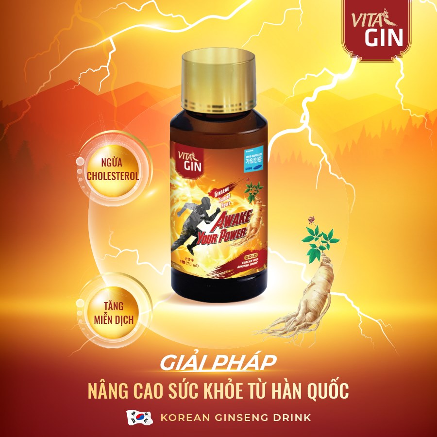 Nước Hồng Sâm Hàn Quốc VITAL GIN GOLD (6 chai x 75ml)