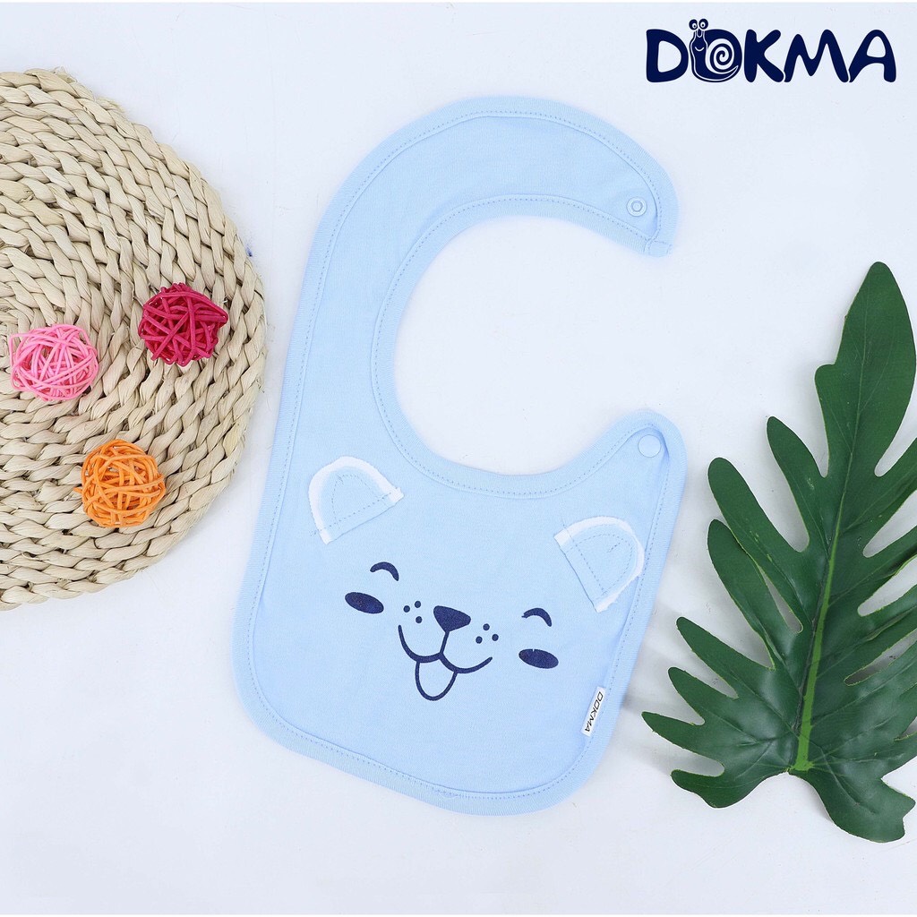 DS138 Yếm Cài Vai Phối Tai Dokma, Chất Liệu Cotton An Toàn Cho Da Bé