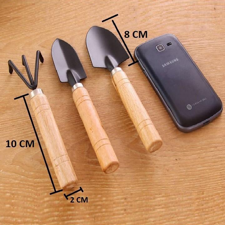 DỤNG CỤ LÀM VƯỜN CÁN GỖ 10CM - BỘ 3 MÓN - 616