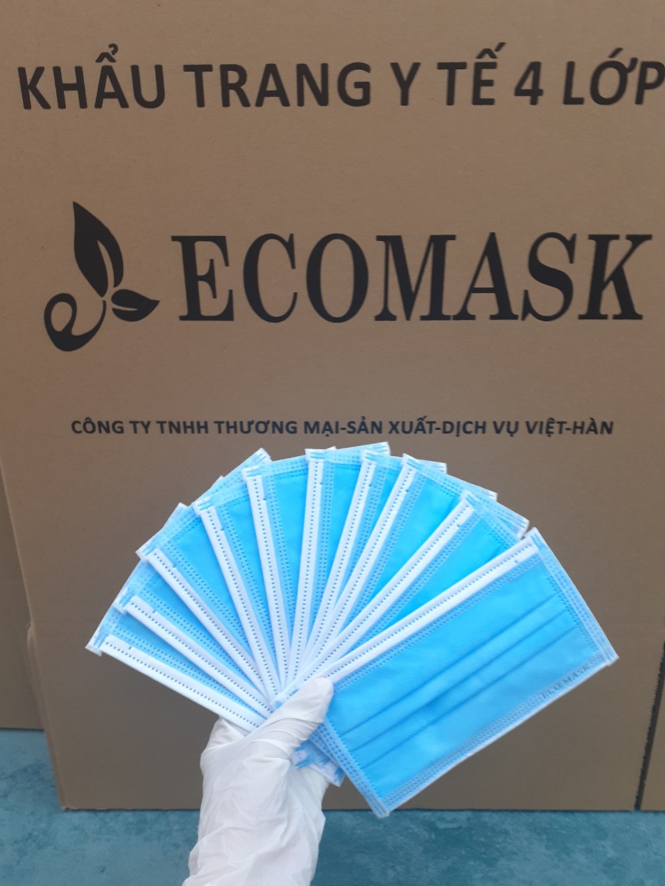 Khẩu Trang Y Tế Cao Cấp Kháng Khuẩn 4 Lớp Ecomask (Hộp 50 cái) Màu Xanh