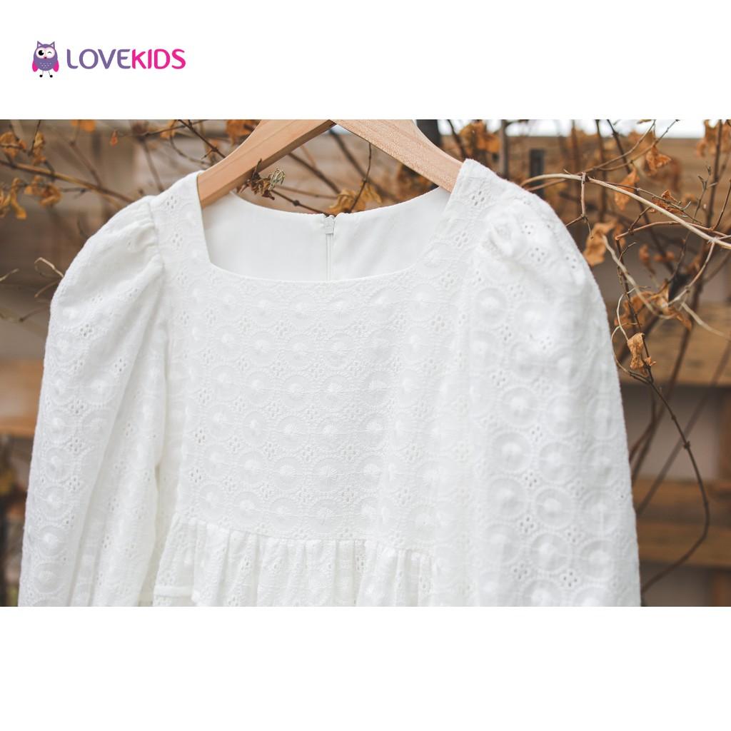 Váy trắng cổ vuông cách điệu - Lovekids