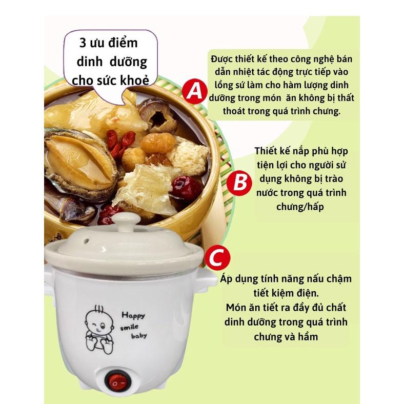 Nồi chưng yến,tiềm, nấu cháo, hầm,soup đa năng bằng điện 0.7L- Nồi.chưng yến