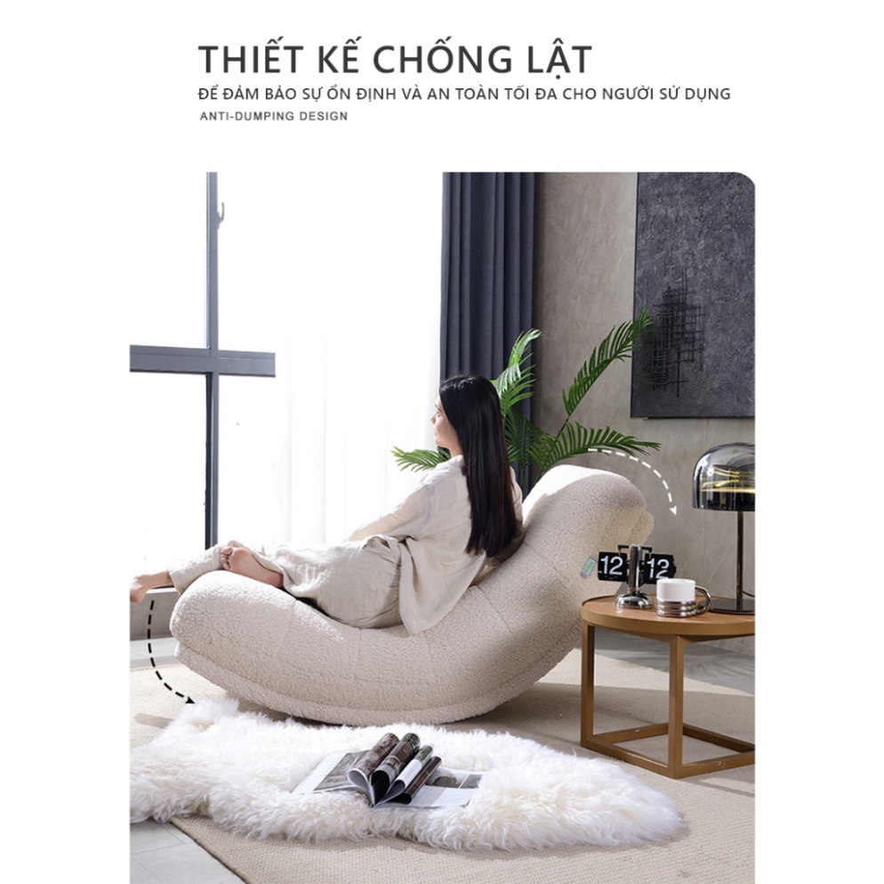 Ghế Sofa Bập Bênh Bọc Vải Lông Cừu Màu Trắng Tinh Tế AC38