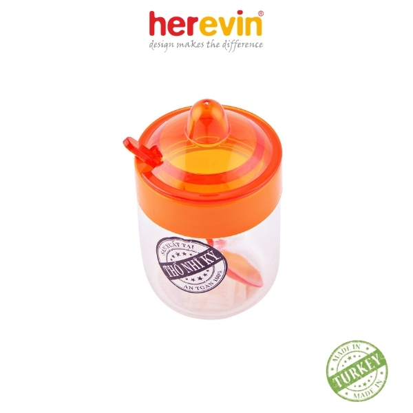 Hũ Gia Vị Thuỷ Tinh Có Muỗng Herevin 200ml (Giao màu ngẫu nhiên)