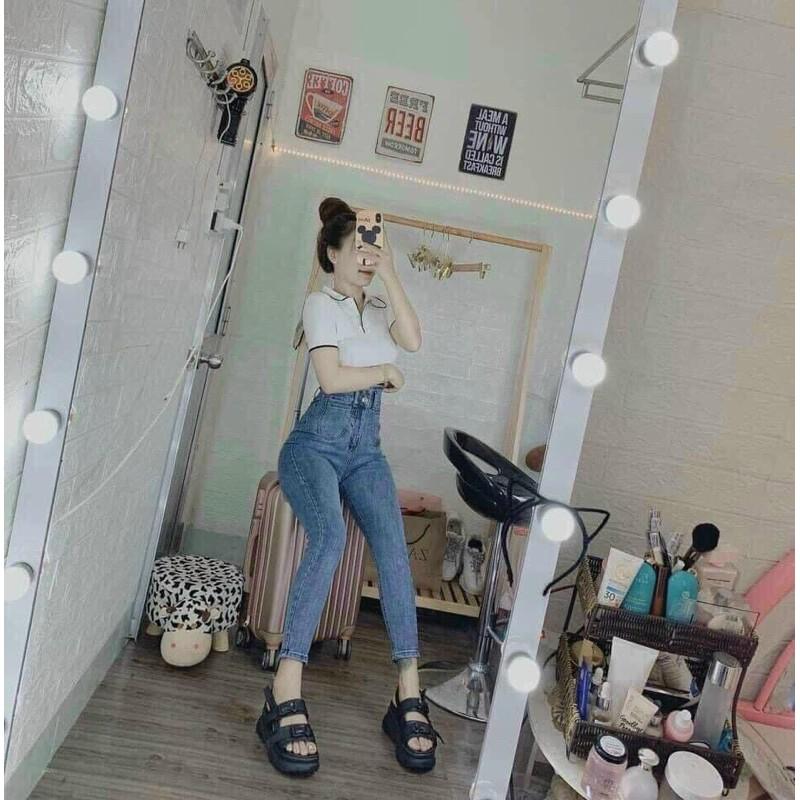 Quần Jean Cạp Cao 2 Khuy