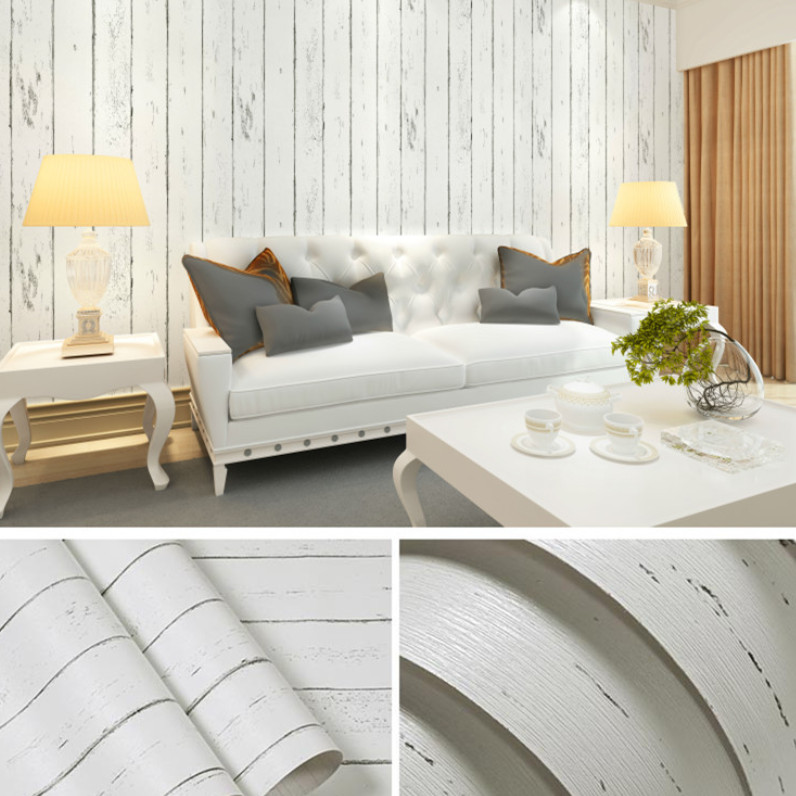 Cuộn 5m Decal Giấy Dán Tường giả vân sọc trắng