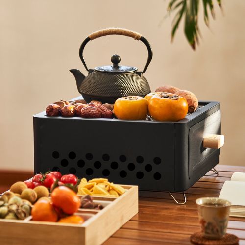 Combo bếp nướng BBQ đen cao cấp kèm than tre nén 3kg ít khói, an toàn, tiện lợi di chuyển kèm quà