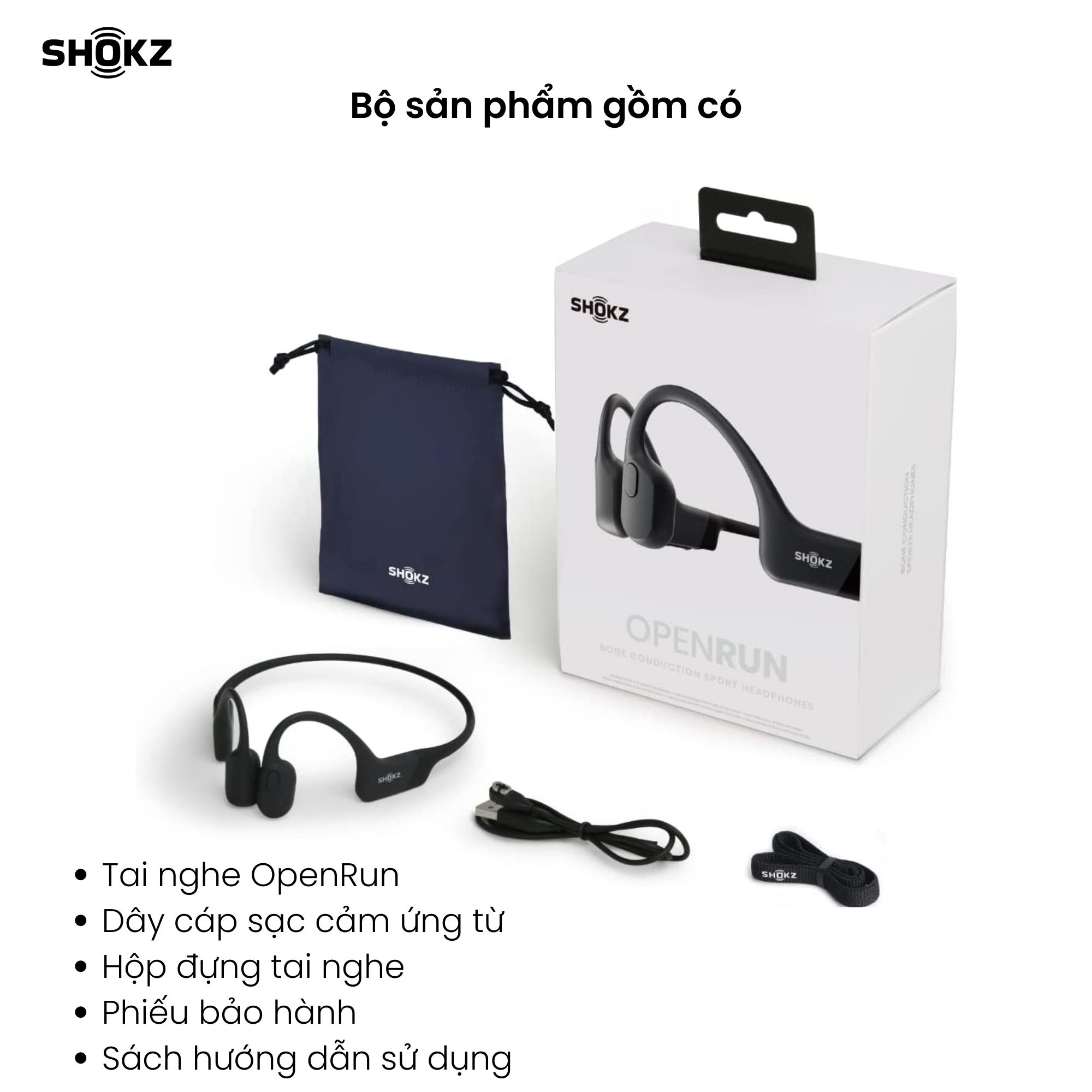 Tai Nghe Bluetooth Thể Thao Dẫn Truyền Âm Thanh Qua Xương SHOKZ OPEN RUN MINI S803 Màu Đen - Hàng Chính Hãng