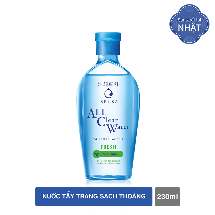 Bộ sản phẩm Senka làm sạch và chống nắng dành cho da mụn (Senka A.L.L.Clear Water Fresh 230ml + SRM Acne Care 100g + Senka Perfect UV Essence 50g)