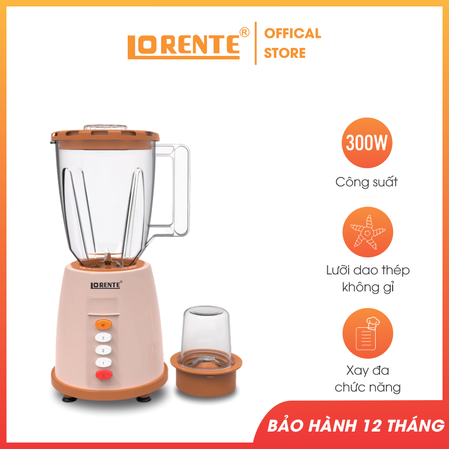 Máy xay sinh tố 2 cối Lorente LT-2566P màu hồng - Hàng chính hãng