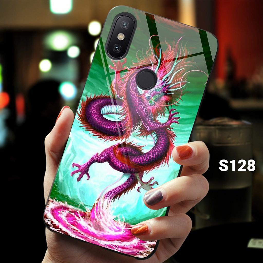 ỐP LƯNG KÍNH CƯỜNG LỰC DÀNH CHO XIAOMI MI A2 - MI A2 LITE IN HÌNH RỒNG .