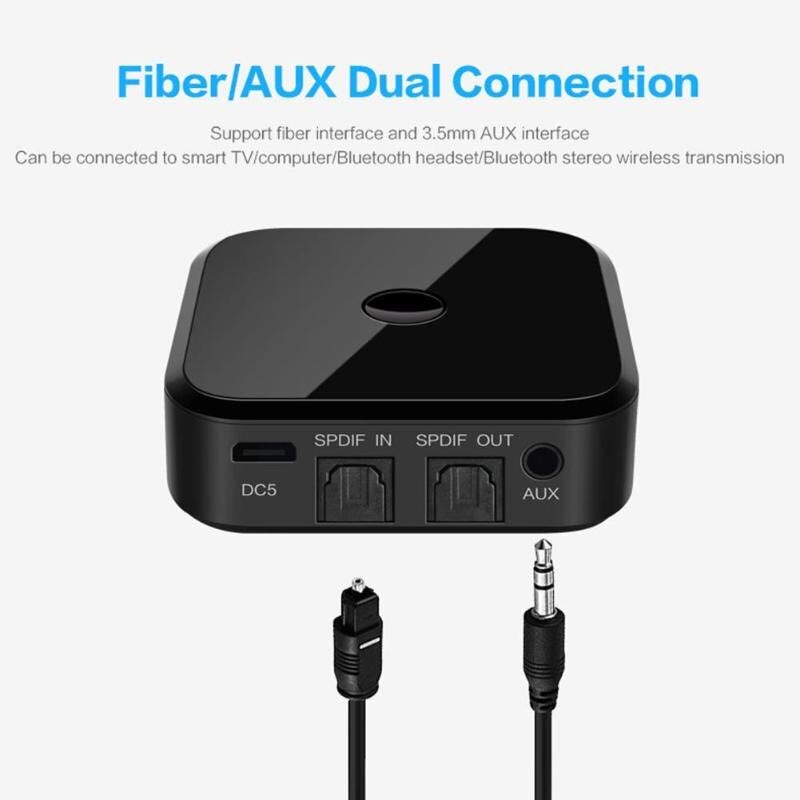 Apt-x HIFI Wireless Adapter Audio TX16 Bluetooth Receiver Transmitter Audio SPDIF Optical Fiber For Smartphone PC TV Headphone. 2 IN 1 Wireless Bluetooth A2DP Audio Fiber Transmitter Receiver 3.5mm AUX SPDIF Interface ATPX APTX LL/HD Bluetooth Adapter