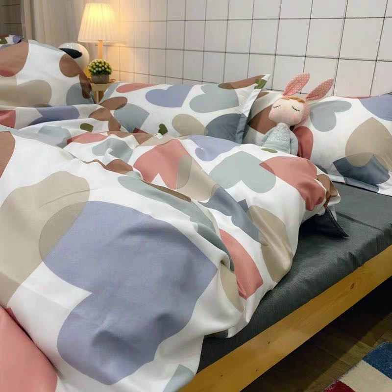 Bộ Chăn Chần Ga Gối Cotton LIDACO SP001341 - Tim Sắc Màu