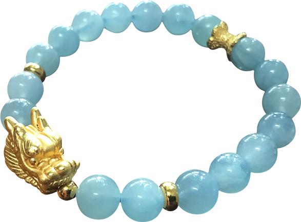 Vòng Đá Aquamarine Mix Tỳ Hưu Ngọc Quý Gemstones VPT032