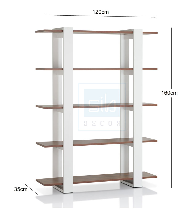 Kệ Sách 5 Tầng Màu Walnut Và Trắng SIB DECOR