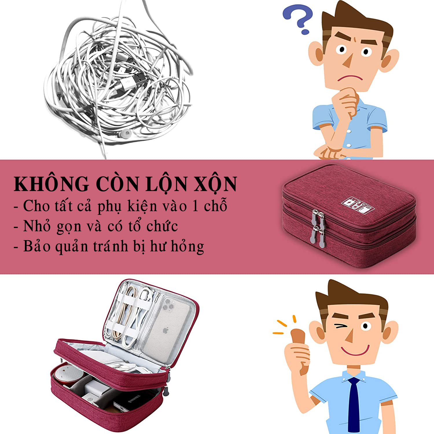 Hình ảnh Túi Đựng Phụ Kiện Điện Thoại 2 Ngăn Lớn Cải Tiến Nhiều Ngăn Chống Nước, Chống Sốc – Túi Bảo Vệ Phụ Kiện Máy Tính Bảng Máy Ảnh Loa Sạc Sự Phòng Cáp Củ Sạc Hàng Chính Hãng Dododios