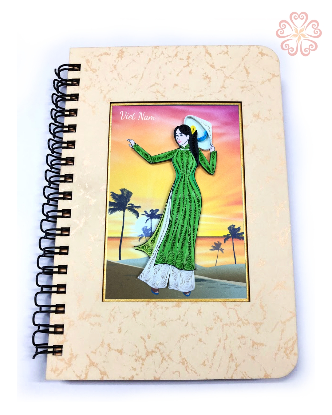 Sổ tay giấy xoắn nghệ thuật , chủ đề tà áo dài việt nam size 10.7x16cm