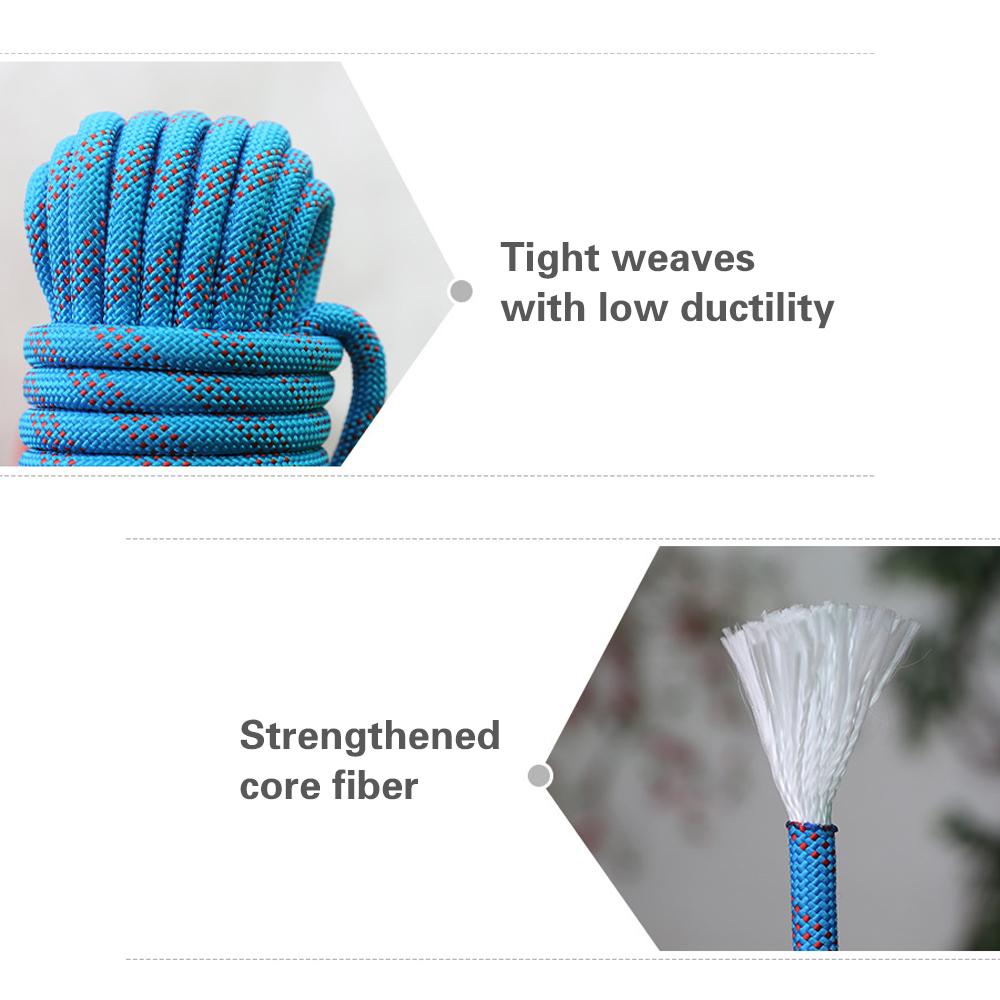 10mm Rock Climbing Rope 10M/20M/30M Outdoor Static Rapelling Rope for Fire Rescue Safety Escape Tree Climbing
