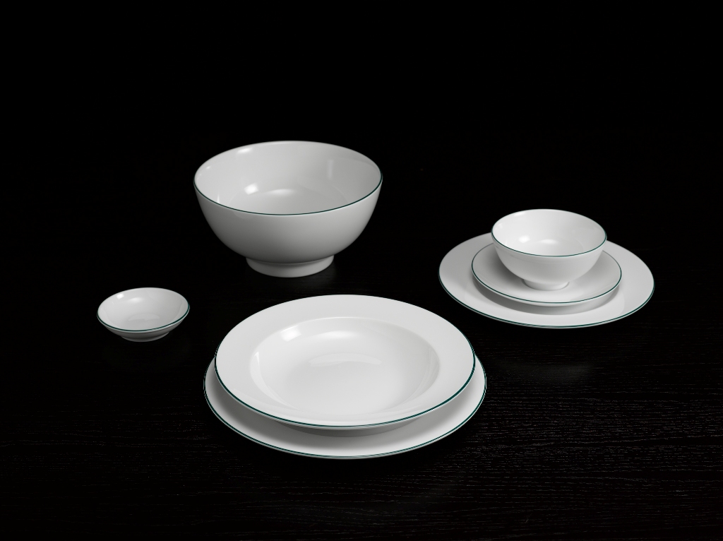 Bộ 5 dĩa lót chén 15 cm - Jasmine - Chỉ xanh lá Gốm sứ cao cấp Minh Long 1