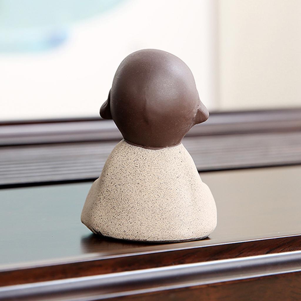 Ceramic Small Buddha Statue Baby Kids Monk Figurine Tea Pet Ornaments A.