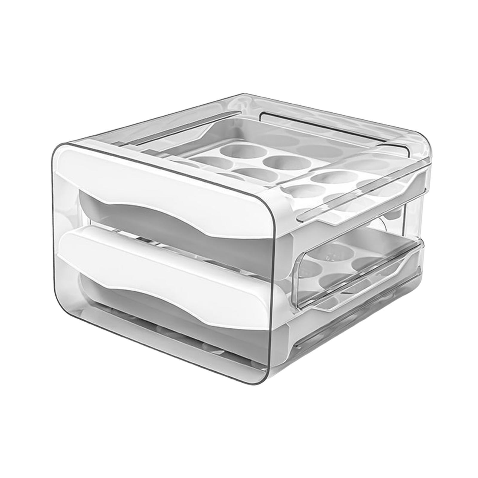 Egg Holder for Fridge Egg Fresh Storage Box Space Saving Large Capacity 2 Layers Egg Tray Egg Storage Container for for Kitchen Refrigerator