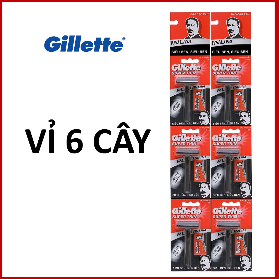 Dao cạo râu Gillette Cán đen ông già 1 vỉ 6 cây