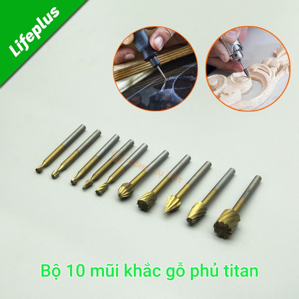 Bộ 10 mũi khắc gỗ phủ Titan