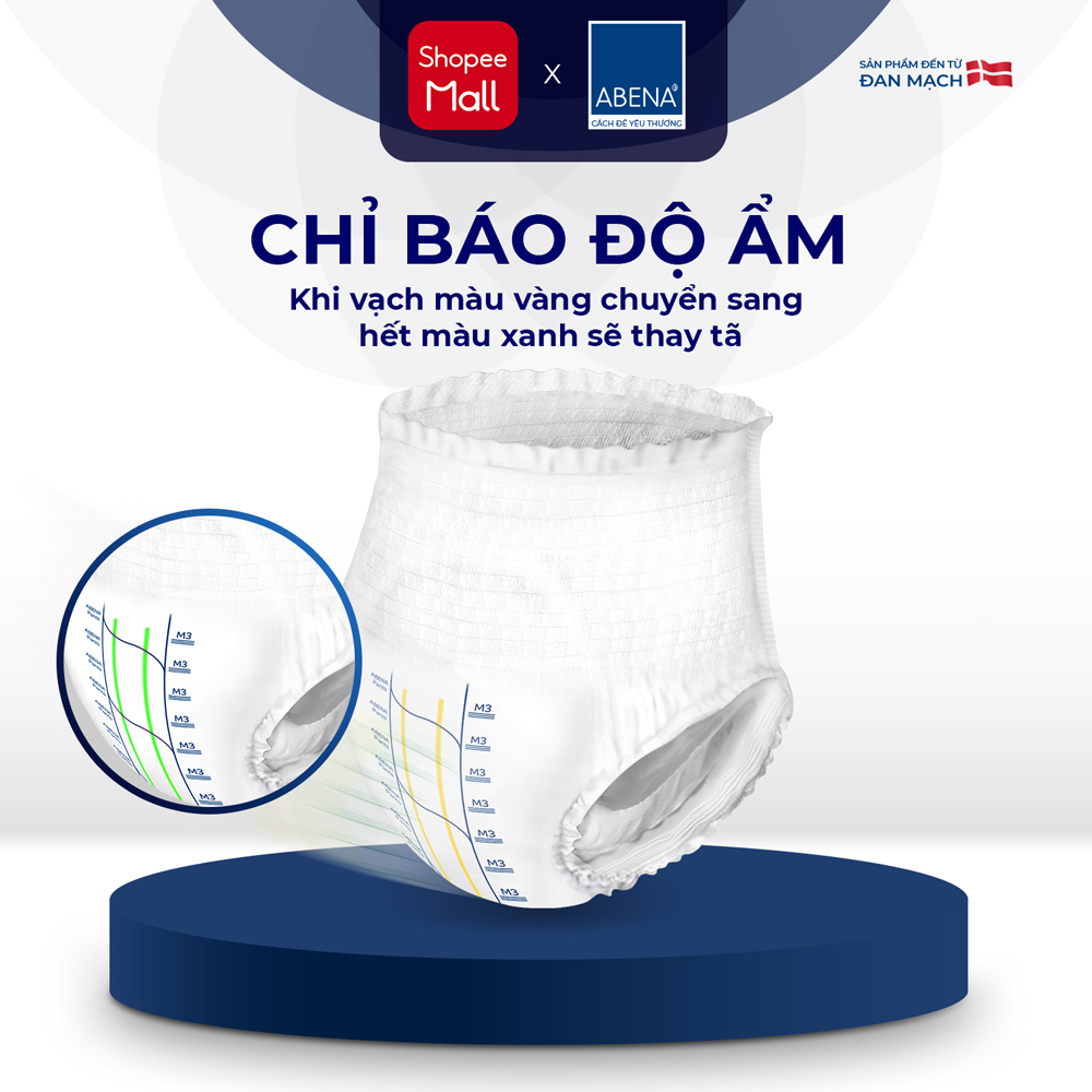 Tã quần người lớn Abena Pants Premium M3 gói 15 miếng thấm hút 2.400ml - Nhập khẩu Đan Mạch