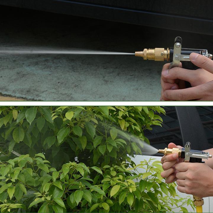 Vòi Xịt Rửa Xe Tưới Cây️️ Bộ dây và vòi xịt tăng áp lực nươc gấp 3 lần loại 10m 206716 - dây vàng
