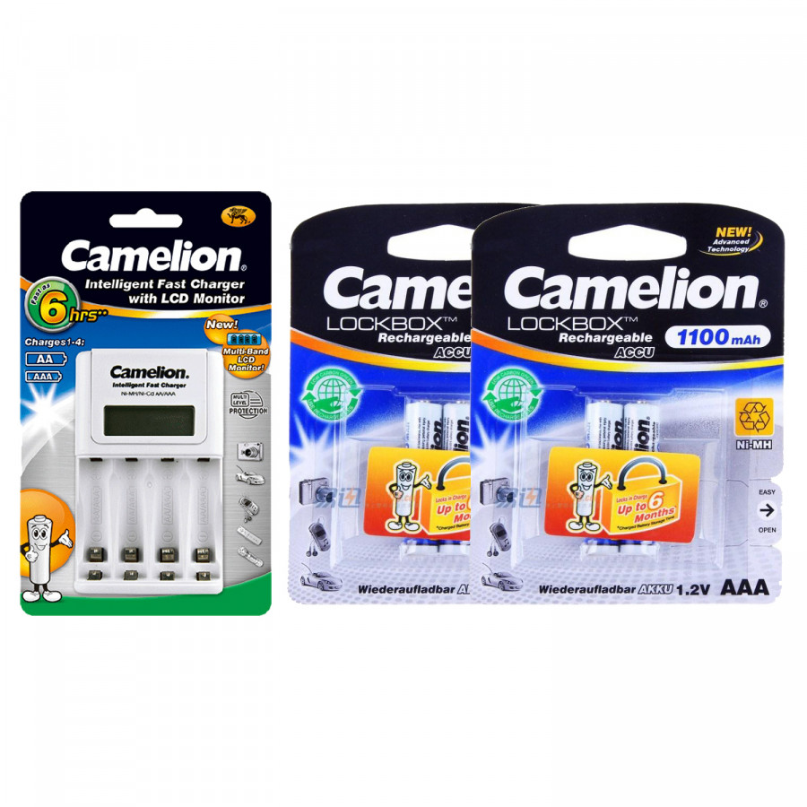 Bộ sạc pin Camelion BC1012 + 4 pin sạc AAA 1100mAh - Hàng nhập khẩu