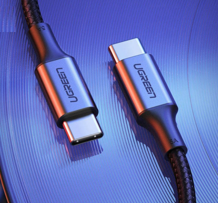 Cáp dữ liệu USB type C dài 3M màu đen Ugreen 90120 100W PD 2 đầu type C dây bện dù đầu bọc nhôm US316 - HÀNG CHÍNH HÃNG