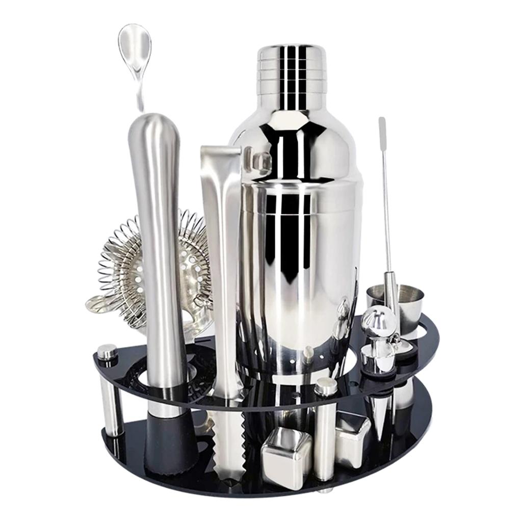 12Pce Professional Bartender Kit w/Stand Stainless Steel Cocktail Shaker Set