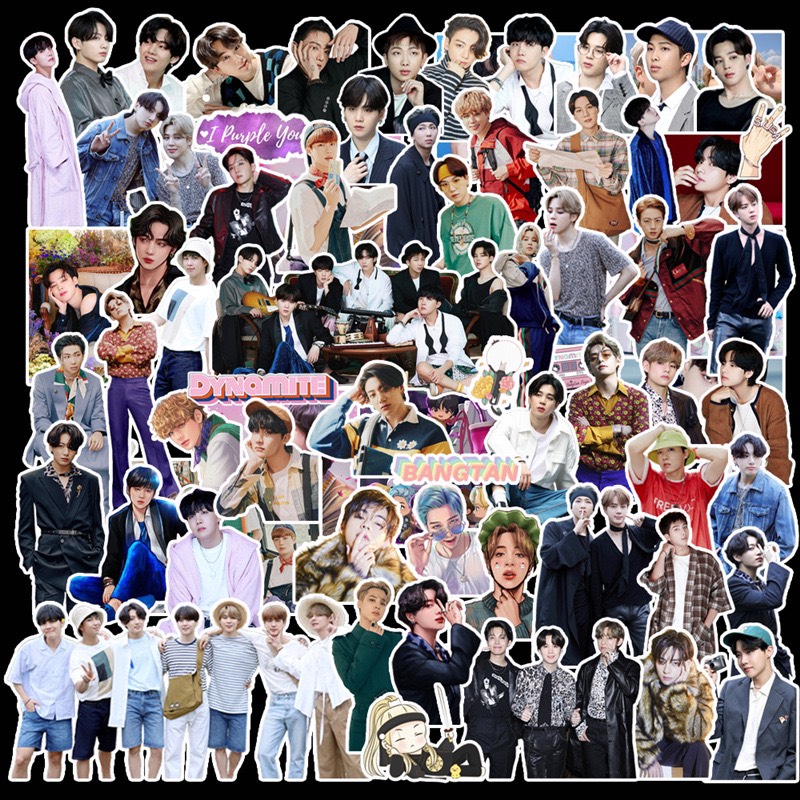 "BTS" Bộ 101 Miếng Dán Trang Trí Hình Nhóm Nhạc Nổi tiếng BANGTAN