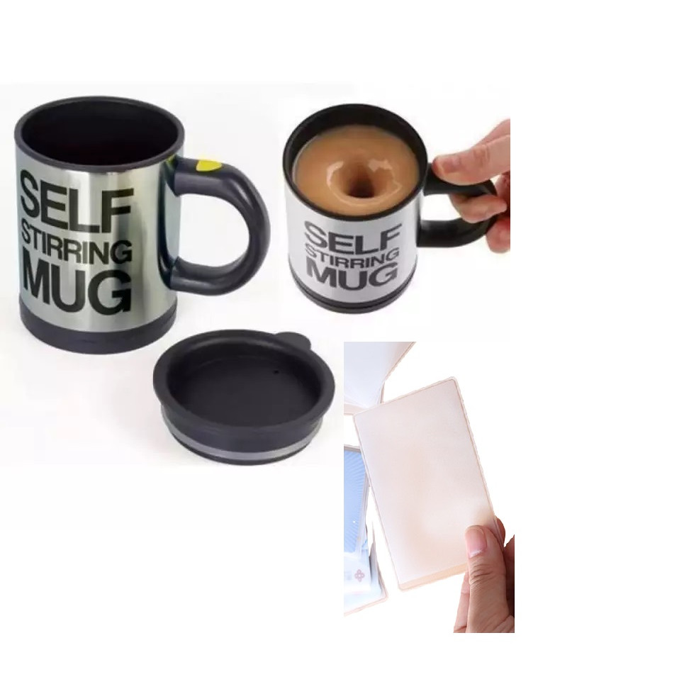 Ly khuấy tự động nước, trà, cà phê MUG 2019 Màu Đen tặng bao chống xước thẻ nhân viên, ATM sang trọng nơi công sở