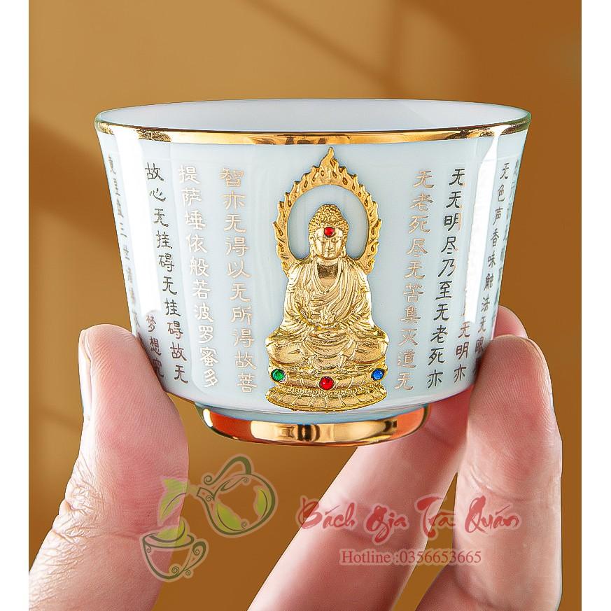 Chén Bát Nhã - Sứ Cao Lanh - Khảm Phật - Mạ Vàng Tĩnh Điện